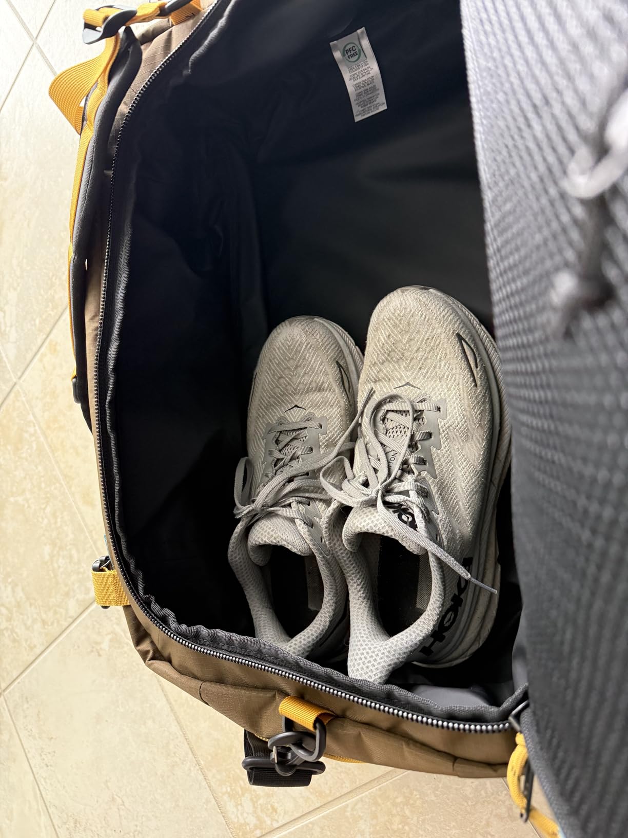 Topo Designs Mountain Duffel 40L, Recycled Nylon Ripstop Travel Bag, Removable Backpack Straps, Interior Pockets, BlueSign customer photo 2