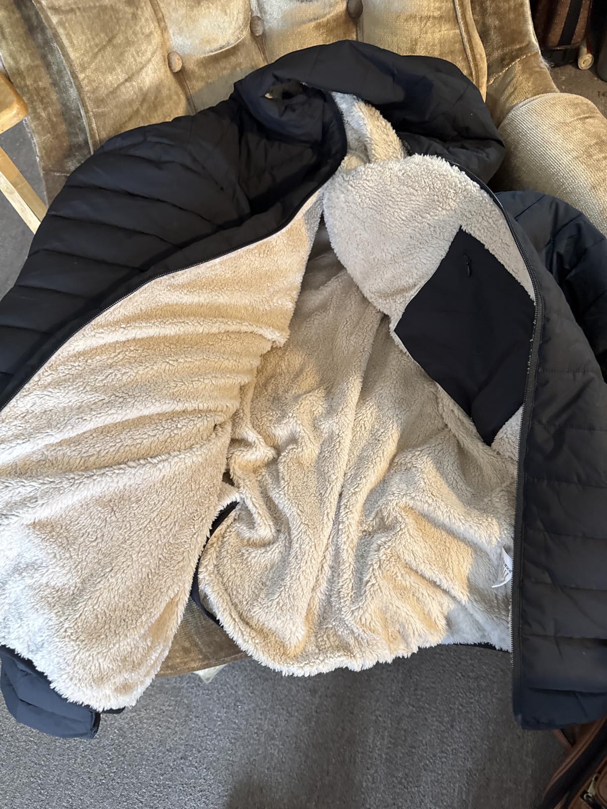 Men's Puffer Jacket Hooded Sherpa Lined Water Resistant Windproof Insulated Jacket Warm Winter Puffy Coat customer photo 1