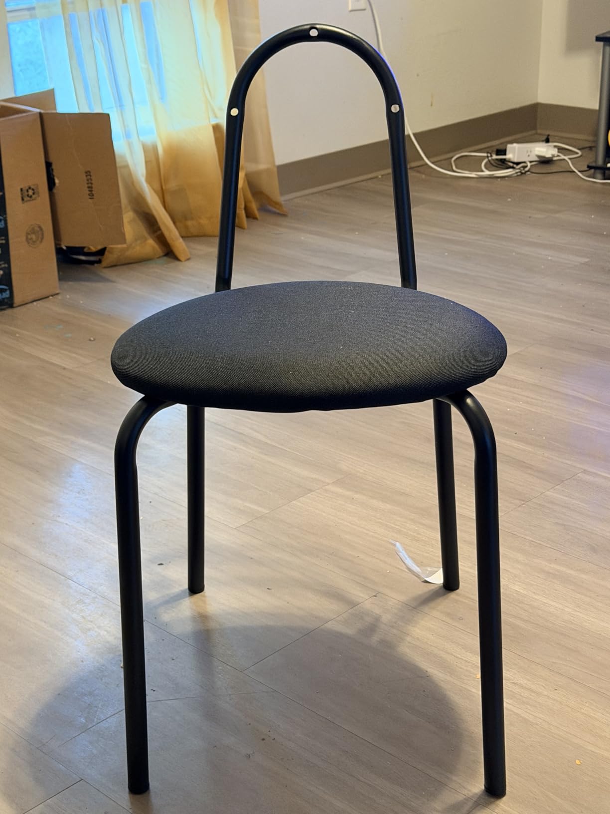 Murago Stackable Dining Chairs Set of 4, Stackable Waiting Room Chairs, Stacking Kitchen Chairs with Upholstered Back and Seat with Dense Foam Cushions, Steel Frame with 400 Lb. Capacity, Black customer photo 1