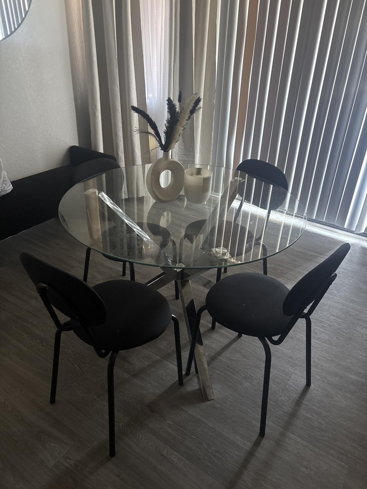 Murago Stackable Dining Chairs Set of 4, Stackable Waiting Room Chairs, Stacking Kitchen Chairs with Upholstered Back and Seat with Dense Foam Cushions, Steel Frame with 400 Lb. Capacity, Black customer photo 2