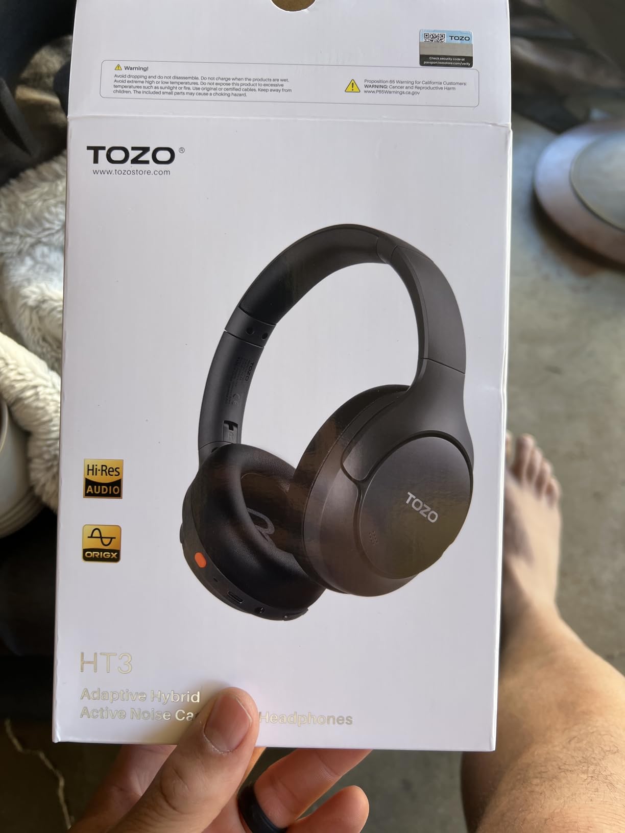 TOZO HT3 Hybrid Noise Cancelling Headphones, 90H Battery Life Wireless Over Ear Bluetooth 6.0 Foldable Headset, AI Voice Assistant with 5 Mics, Connect 2 Devices and Hi-Res Sound, 32 EQ Audio Presets customer photo 1