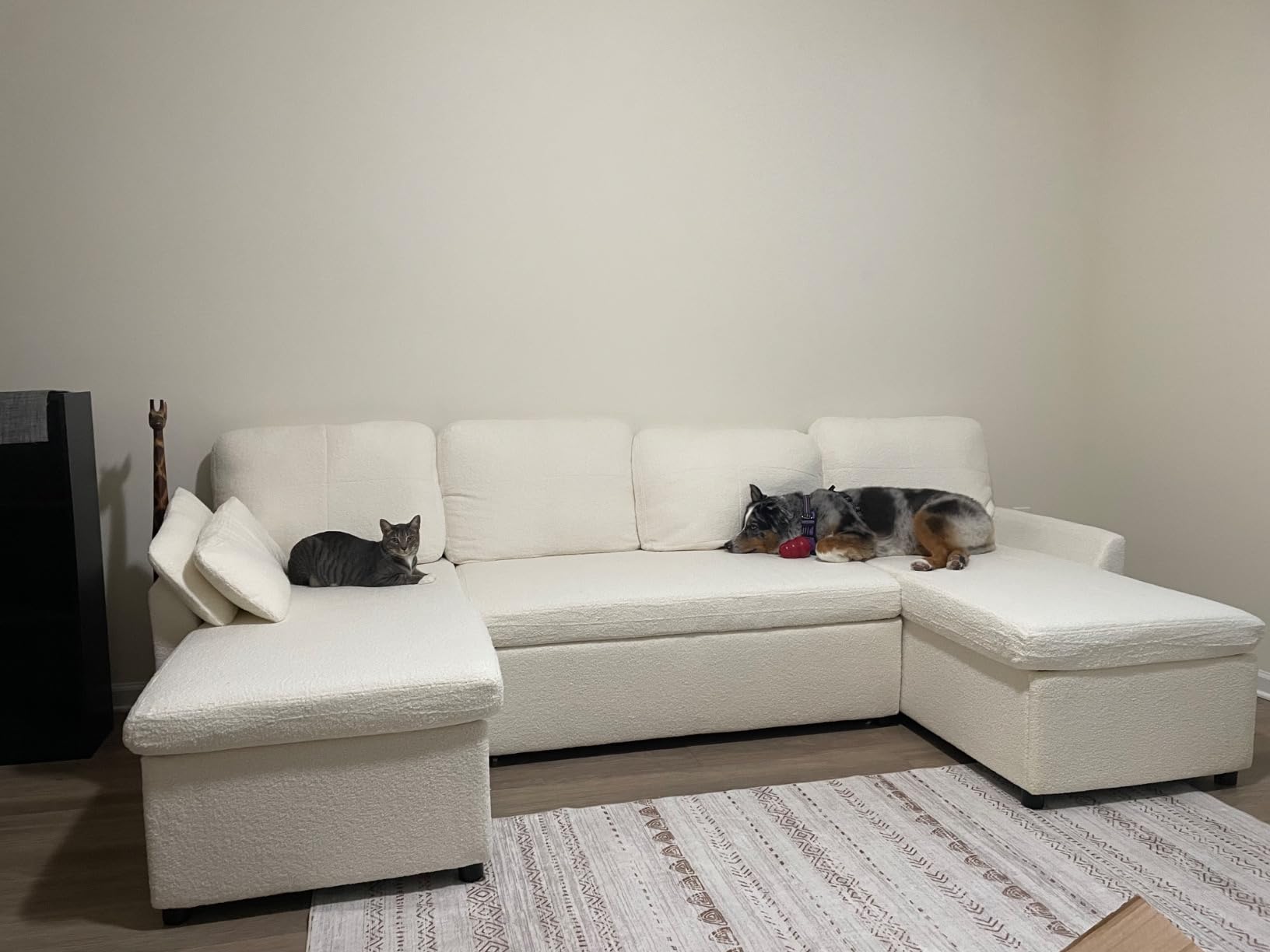 VanAcc Sleeper Sofa, Sofa Bed with Storage Chaise, Convertible Sofa Bed with Pull Out Couch, L Shaped Couch for Living Room, Linen Green customer photo 1