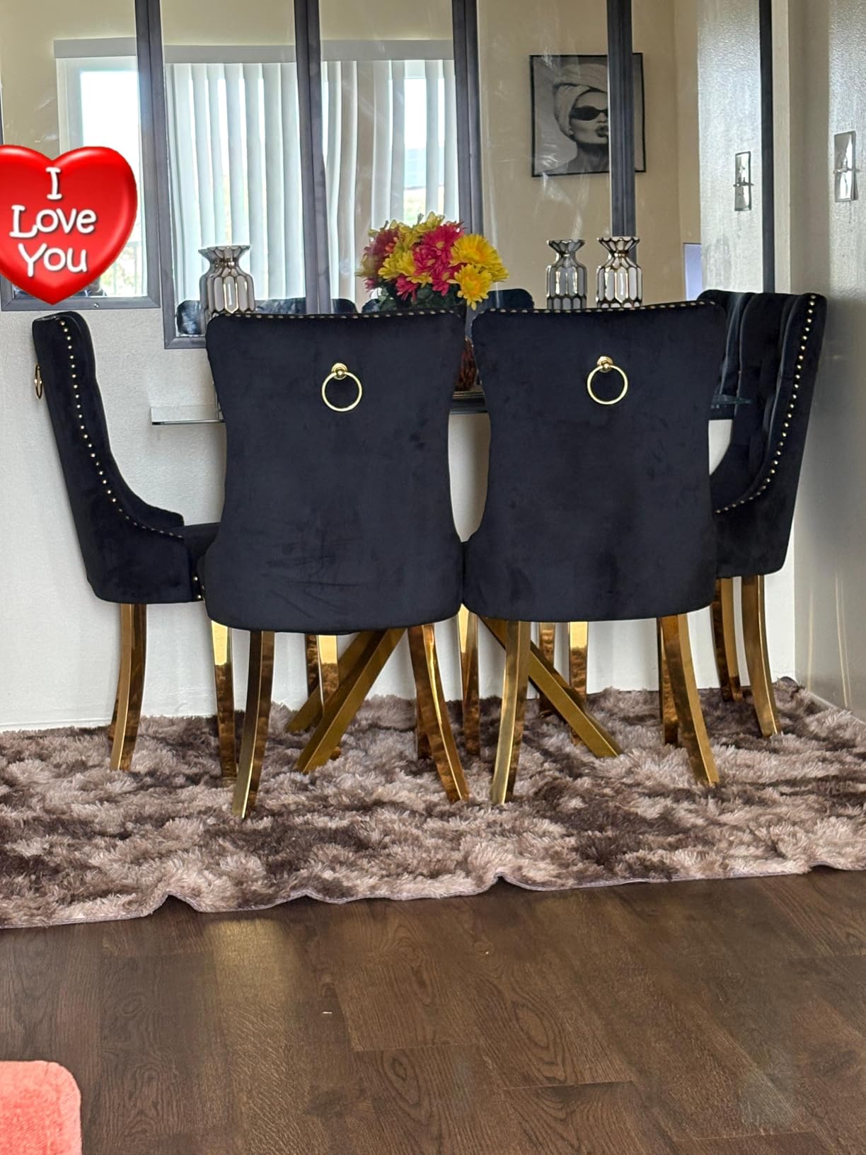 Luxury Upholstered Dining Chairs Set of 6, Beige Kitchen Chair with Golden Metal Legs, Velvet Tufted Back Dining Chair, Sillas de Comedor, Modern Kitchen & Dining Room Chairs (Beige, 6 Pcs) customer photo 1