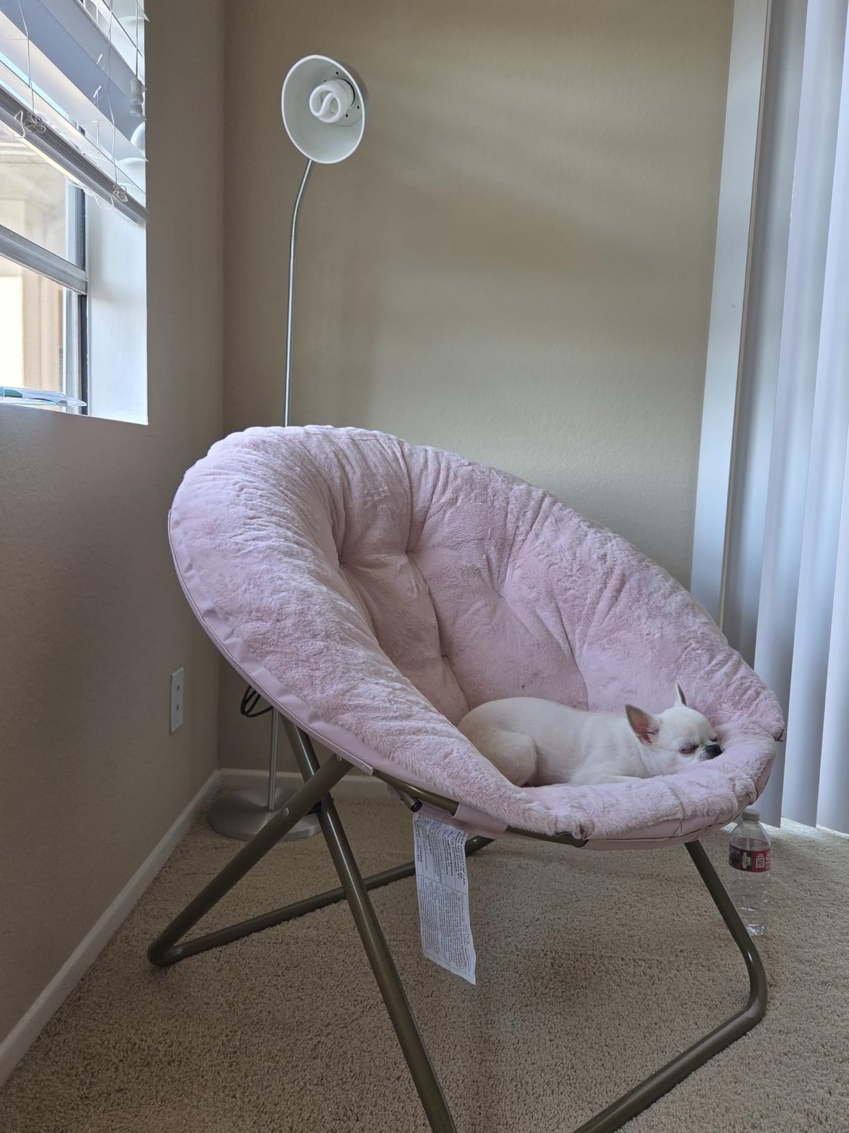 DUMOS Comfy Saucer Chair, Faux Fur Lounge Seasting XL Circle Chair for Bedroom, Dorm & Gaming, Foldable Fashion Accent Seat for Small Spaces, Folding Moon/Mushroom/Round Oversized Style customer photo 2