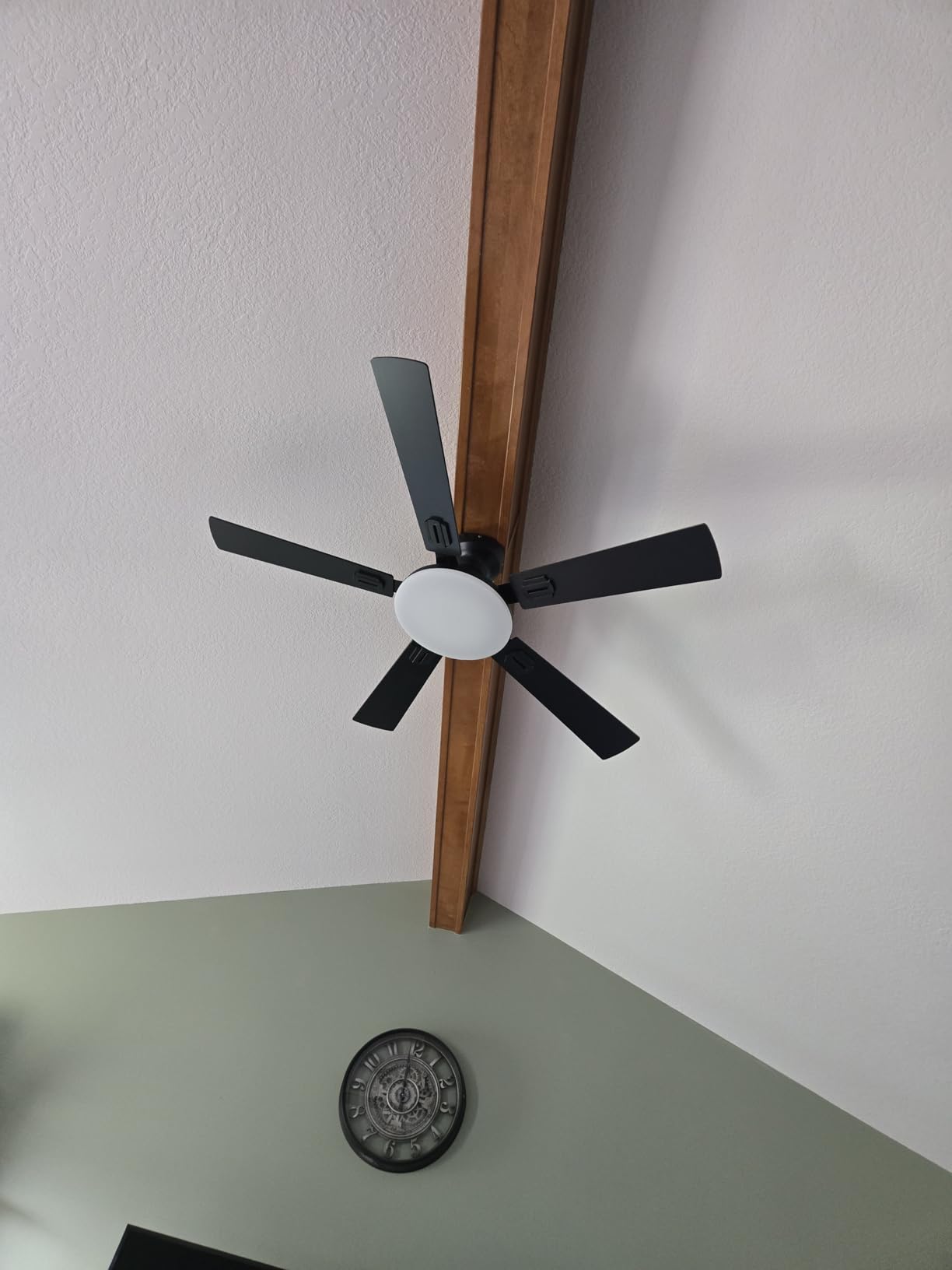 Amico Ceiling Fans with Lights, 52 inch Smart Ceiling Fan with Remote/APP/Alexa Control, Downrod Mount, Reversible DC Motor, 5 Blades, 6 Speeds, 3CCT, Dimmable, Noiseless, Bedroom, Living Room, Black customer photo 1