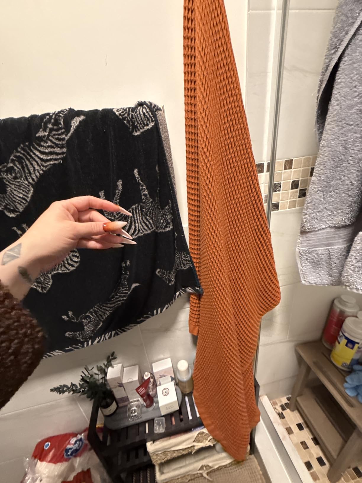 DEMMEX Organic Cotton Waffle Weave Turkish Bath Towel - Ultra Soft Lightweight Quick Dry, Oeko-Tex Certified, 100% Turkish Cotton (Sage Green, Large (60x30)) customer photo 1