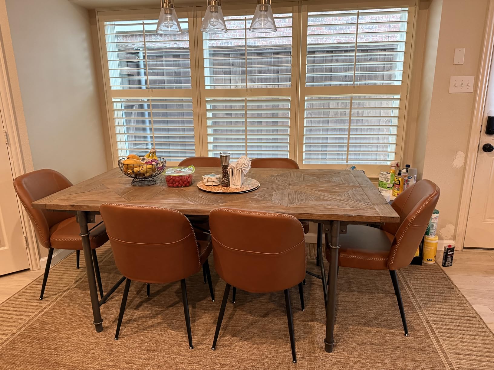 VASAGLE EKHO Collection - Dining Chairs Set of 2, Upholstered Kitchen Chairs, Comfortable Seat, Synthetic Leather with Stitching, Mid-Century Modern, Easy Assembly, with Storage Pocket, Caramel Brown customer photo 1
