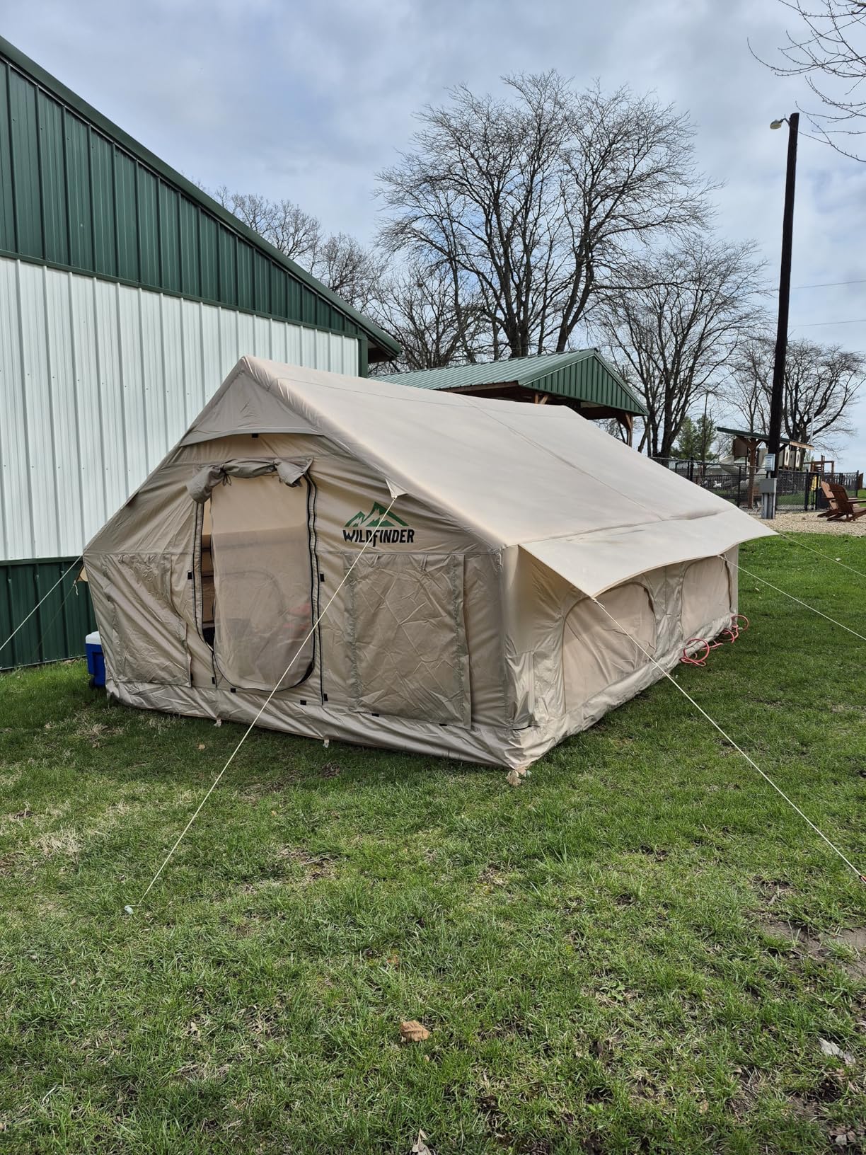 Inflatable Tent with Skylight, Quick Setup Blow Up Tents with Pump, Hot Tent with Stove Jack, Waterproof Oxford Inflatable House for Camping, Air Glamping Tents for Camping Adult 8-12 Person customer photo 2