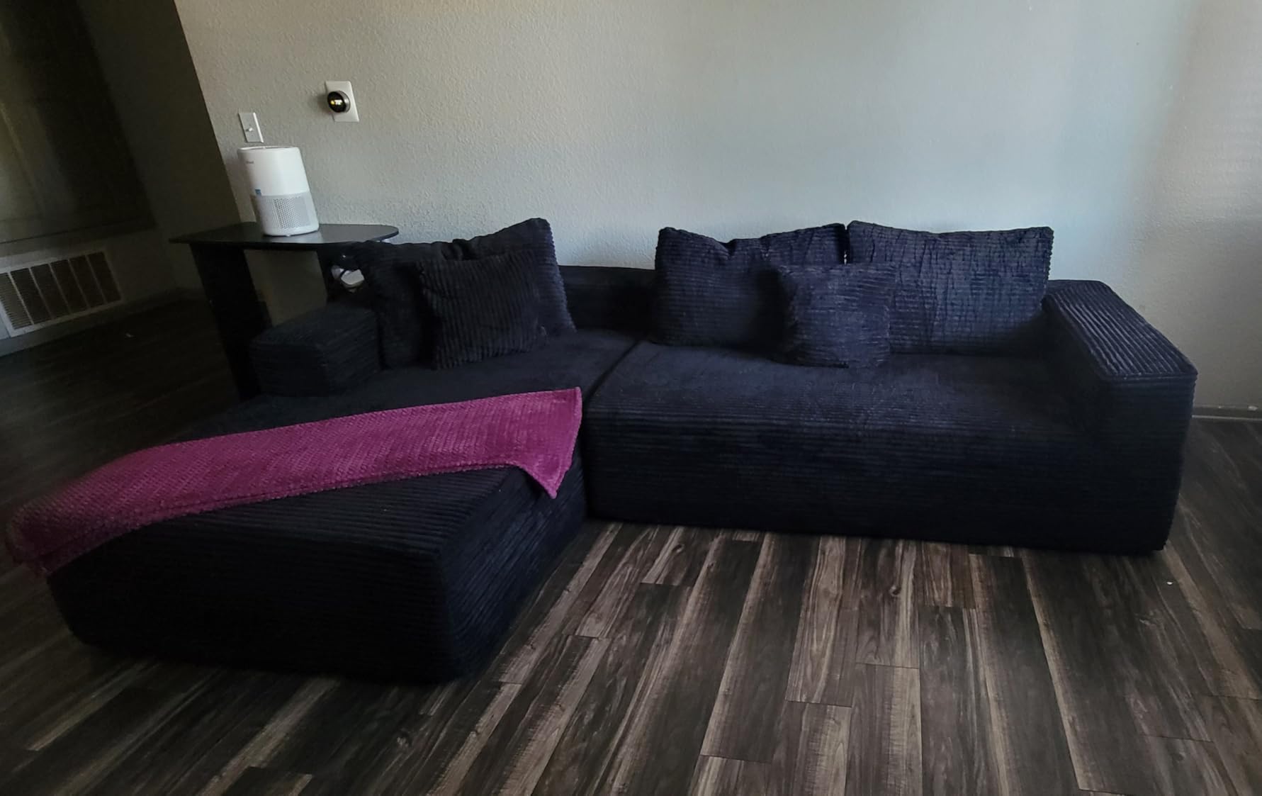 Mangodan Cloud Sectional Couch, Boneless Sofa for Living Room, Fluffy Comfy Couch with Deep Seat, Modular Sectional Sofa with L-Shaped Chaise, No Assembly Required, Dark Grey customer photo 2