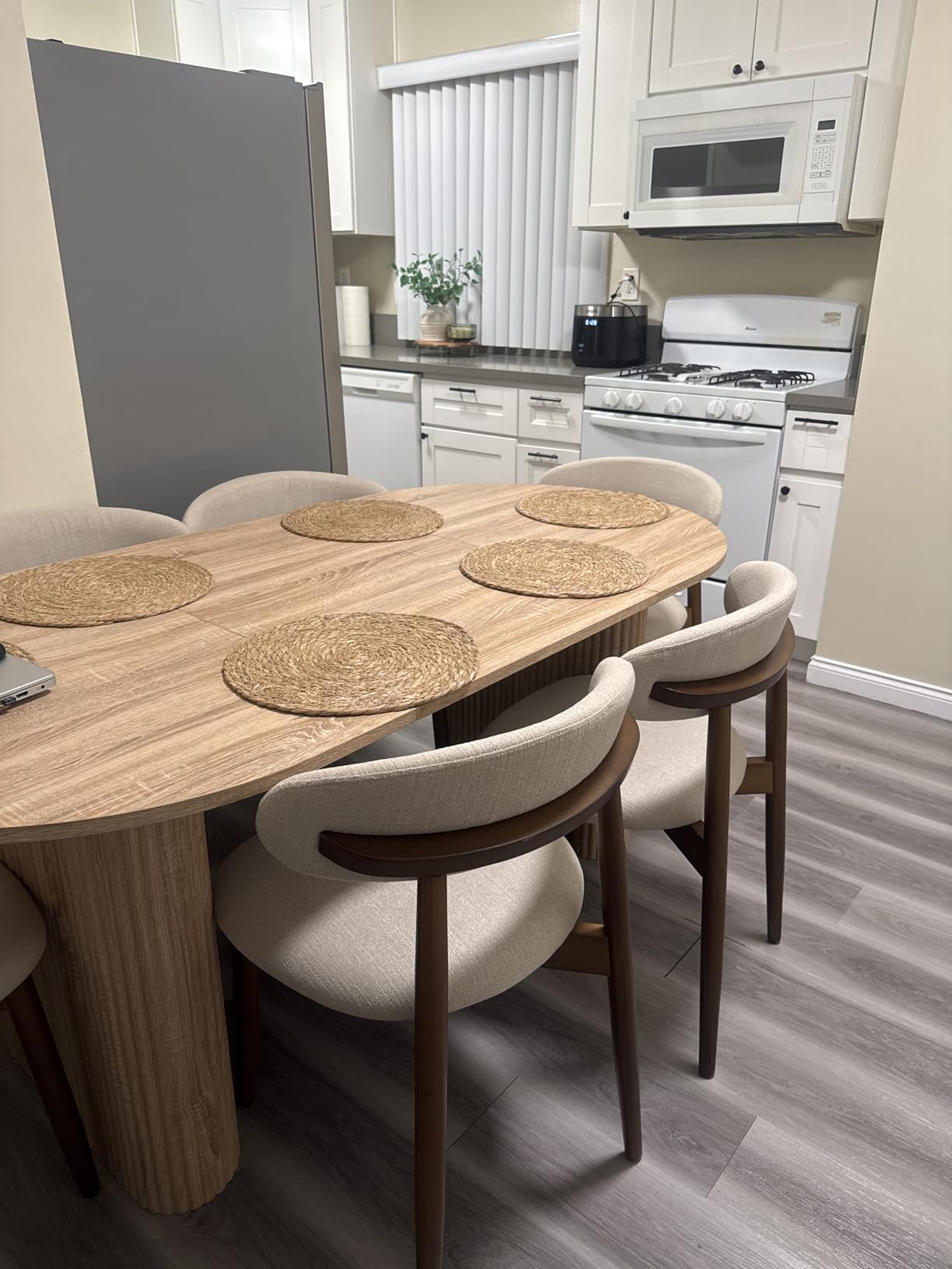 COLAMY Mid-Century Modern Wooden Dining Chair Set of 4, Indoor Upholstered Kitchen Chairs with 2.6