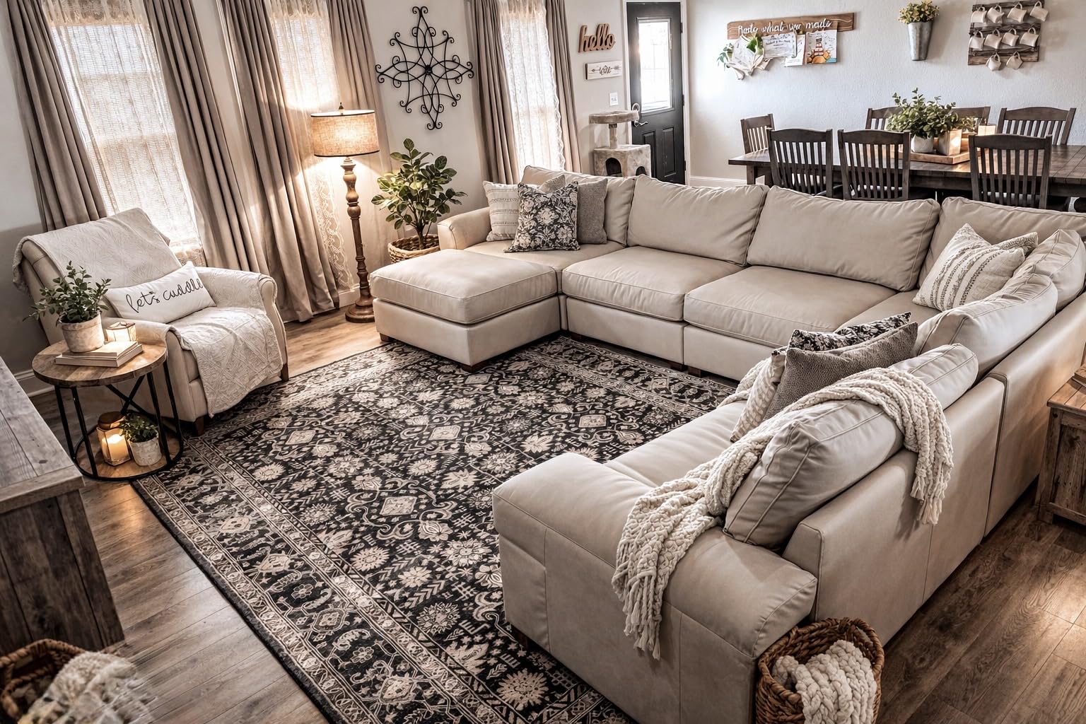 EASE MOOSE Deep Seat Sectional Couch, Scratch Resistant Faux Leather Material, 5-Seat Oversized Modular Sofa for Living Room, U Shaped Modern Comfy Sofas, Beige customer photo 1
