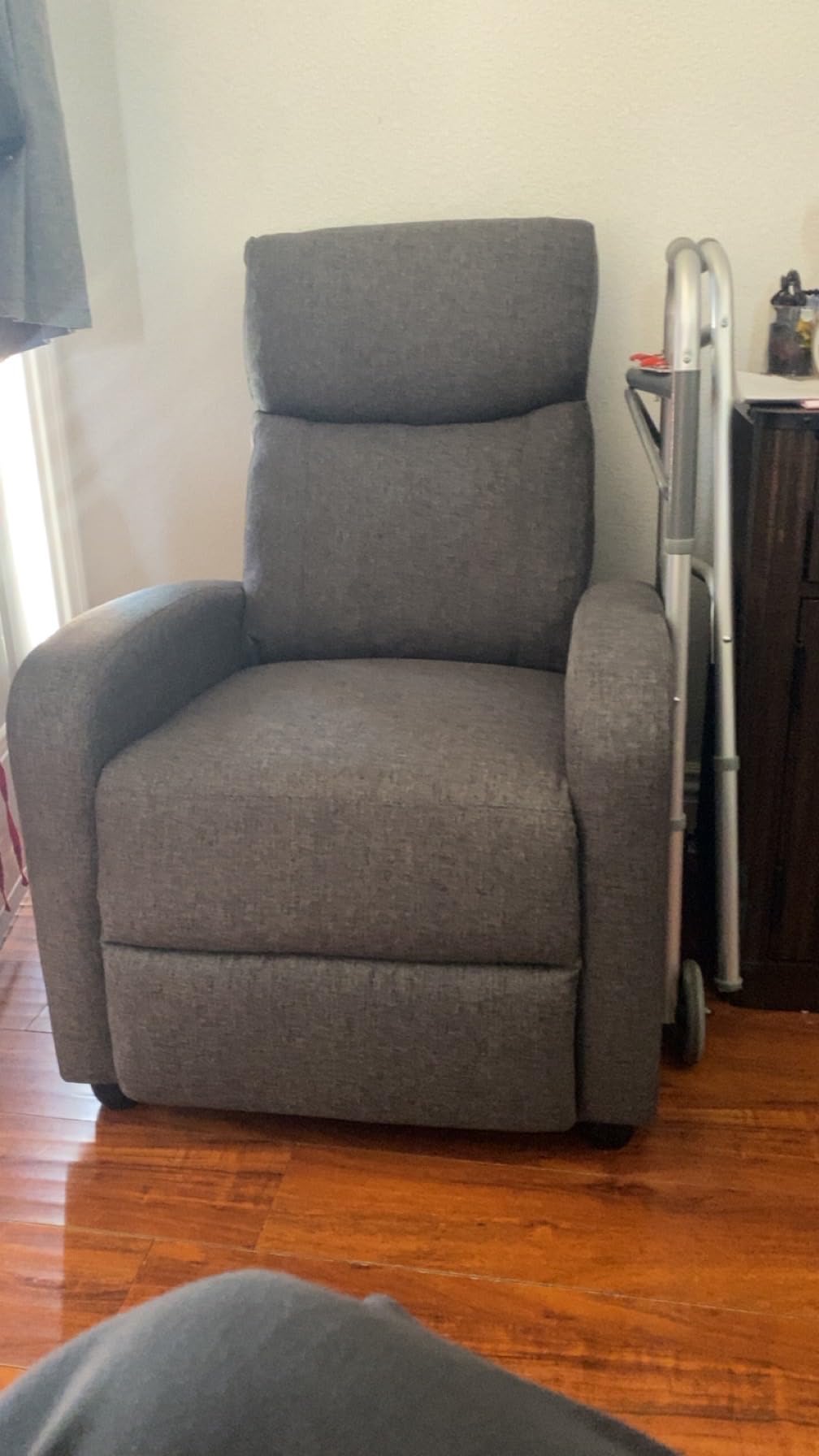 Sweetcrispy Recliner Chair PU Leather Recliner Sofa No Massage, Home Theater Seating with Lumbar Support, Adjustable Push Back Overstuffed High-Density Sponge Reclining for Living Room, Brown customer photo 2