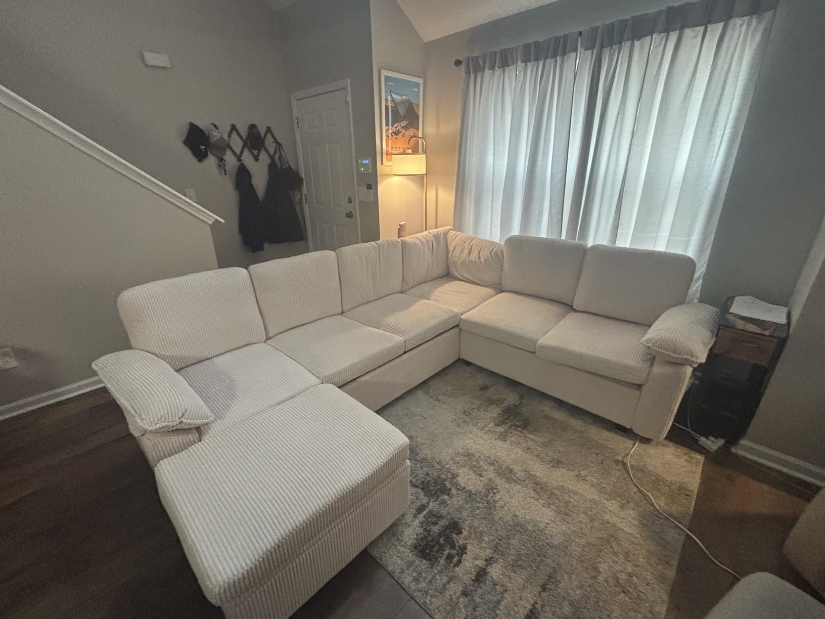 108 Inch Sectional Sleeper Sofa Bed with Pull Out Couch, U Shaped 7 Seat Cloud Modular Sectional Sofa with Storage, Corduroy Sectional Couches customer photo 1