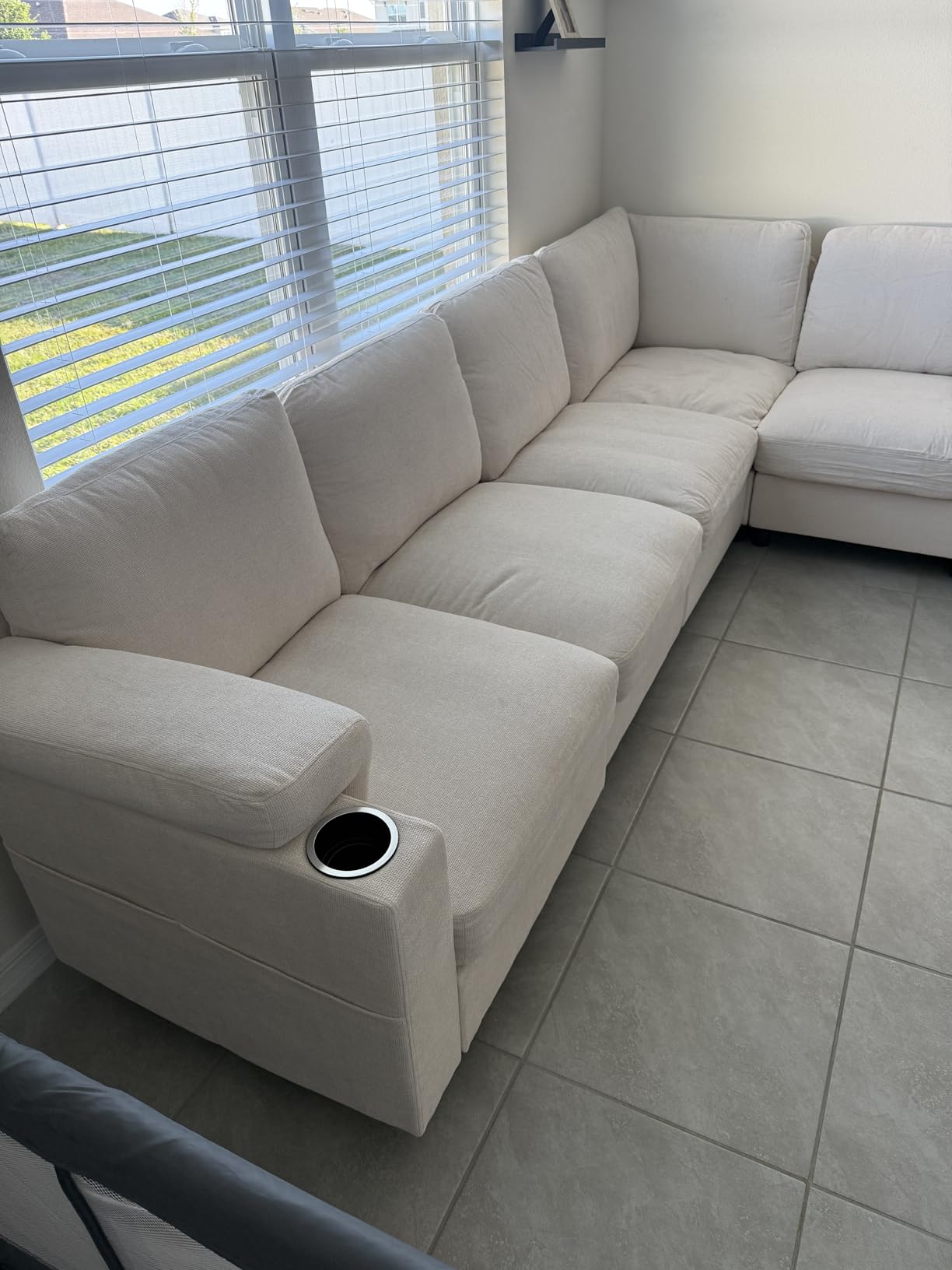 Sectional Couches for Living Room FSC Certified Velvet Modular Couch Oversized Cloud U Shaped Convertible Sleeper Sofa Chaise Detachable Armrest Cushion (Velvet Grey, Corner V Shape 6 Seat) customer photo 2
