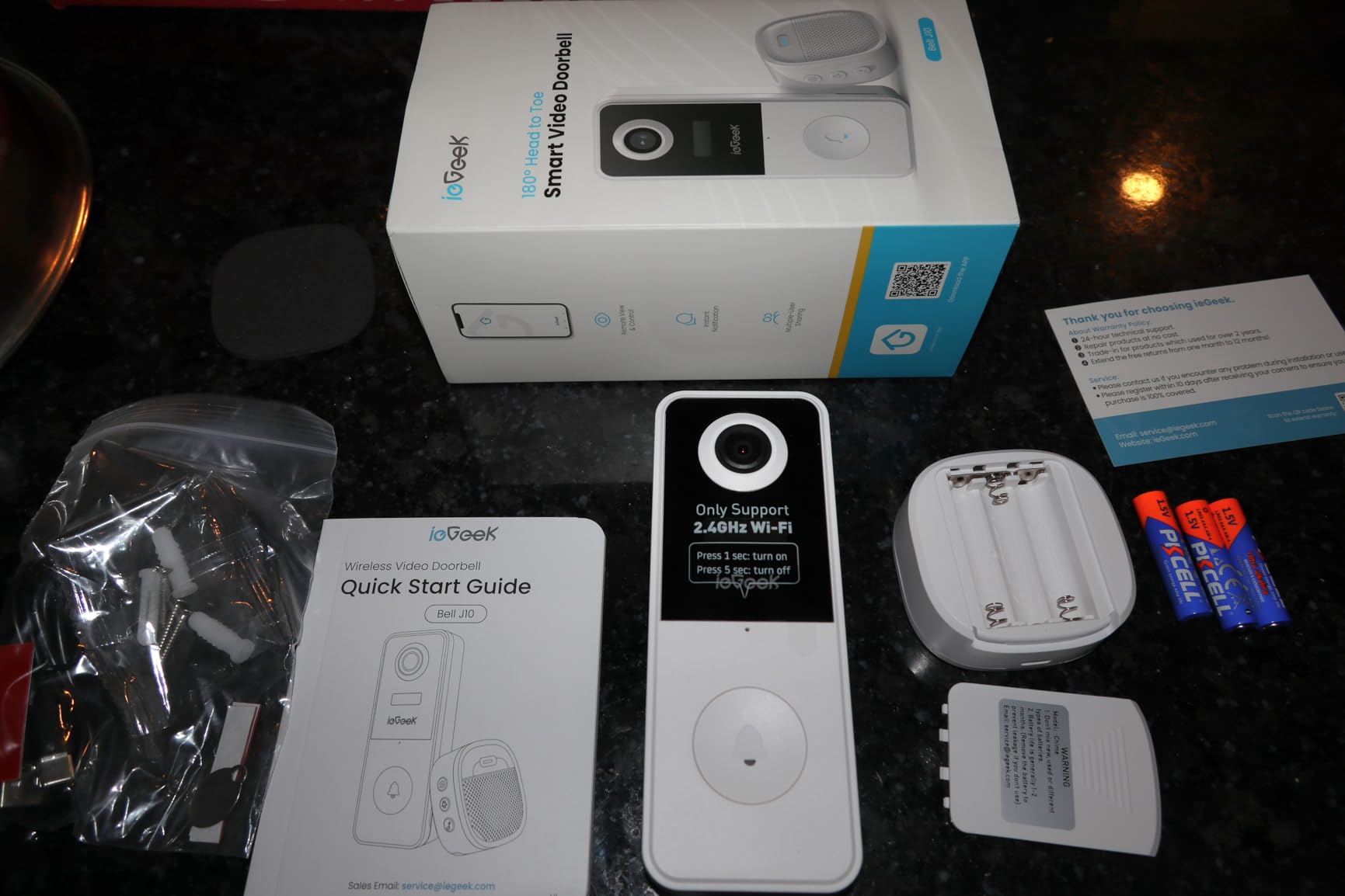 ieGeek Video Doorbell Camera Wireless, Head-to-Toe 180° Ultra Clear, 2K 3MP HD Video No Subscription Fee, Smart Motion Detection, Real-time Alerts, Support Local Storage, Only 2.4GHz WiFi customer photo 2