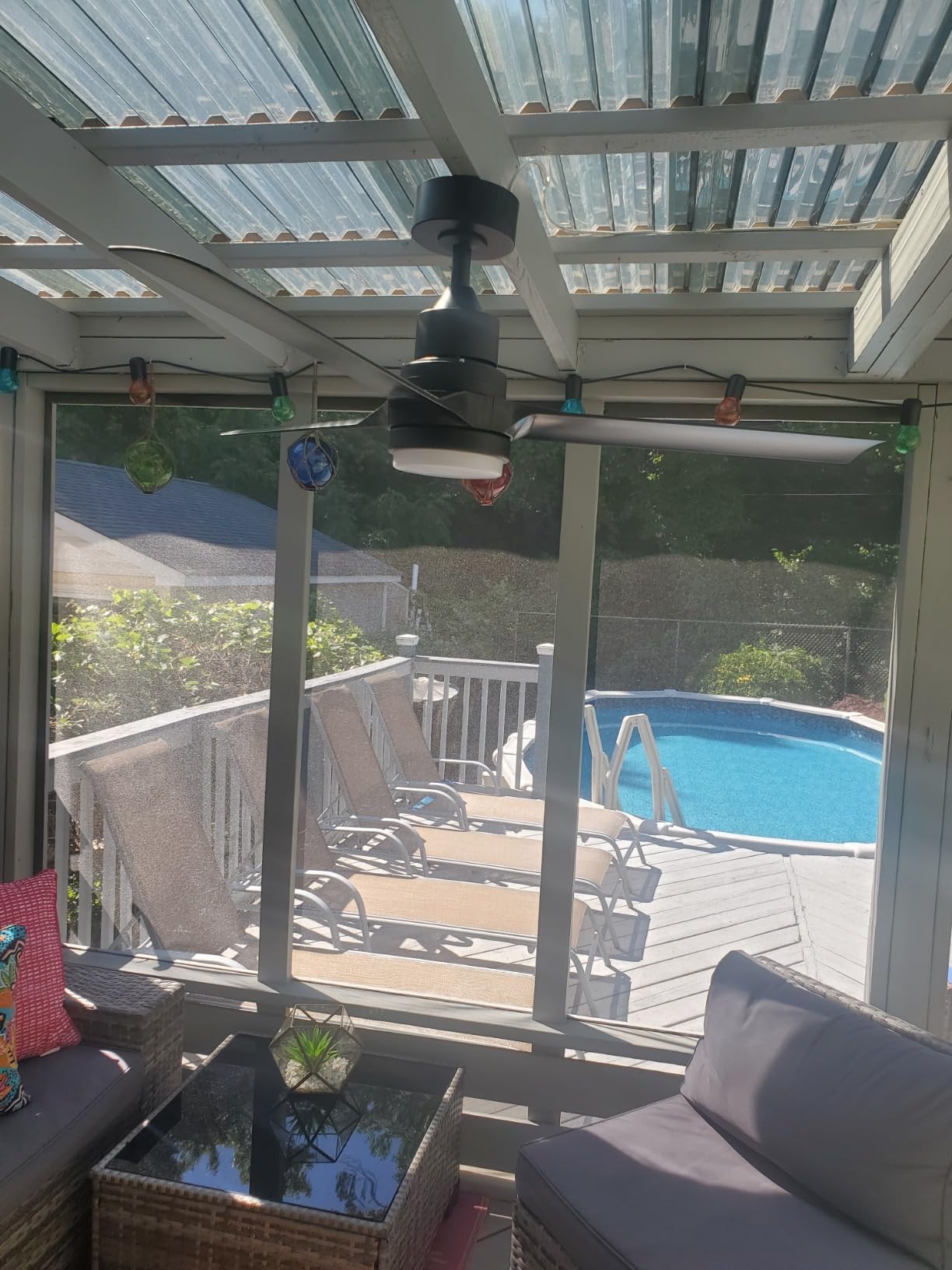 Obabala Black Outdoor Ceiling Fan, 52 in Ceiling Fans No Light with Remote Control, 3 Blades, 6 Speed Reversible DC Motor Modern for Patios, Living Room, Bedroom, Porch customer photo 1