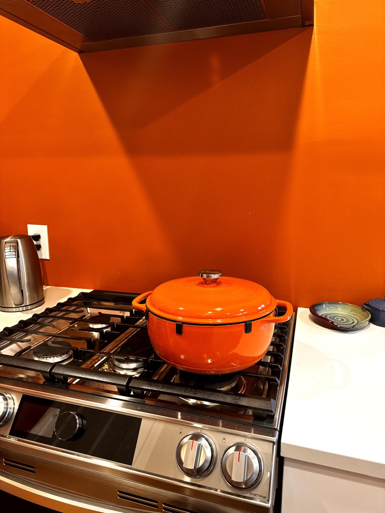 Lodge Essential Enamel Cast Iron Dutch Oven 6 Quarts - Perfect for Bread Baking, Braising, Marinating & Slow Cooking, Features Moisture-Sealing Lid & Dual Handles (Caribbean Blue) customer photo 2