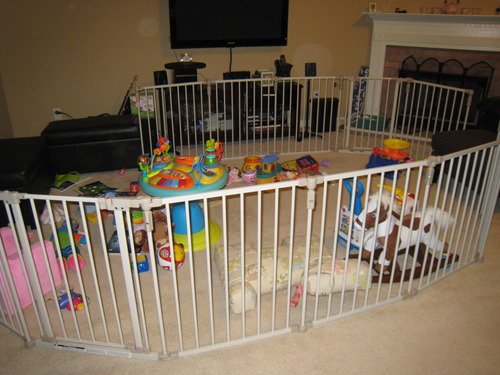 Toddleroo by North States - 3 In 1 Metal Superyard Baby Play Yard: 6 Panel Playpen, Safety Gate, or Extra Wide Baby Fence - 30 Inches Tall - Taupe customer photo 1