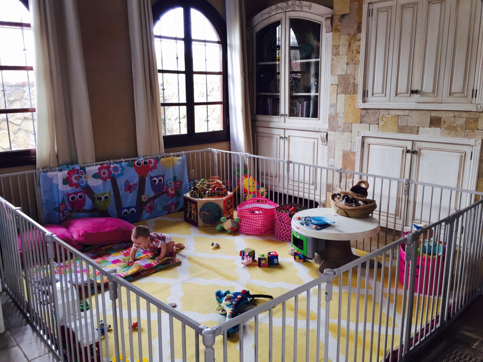 Toddleroo by North States - 3 In 1 Metal Superyard Baby Play Yard: 6 Panel Playpen, Safety Gate, or Extra Wide Baby Fence - 30 Inches Tall - Taupe customer photo 2