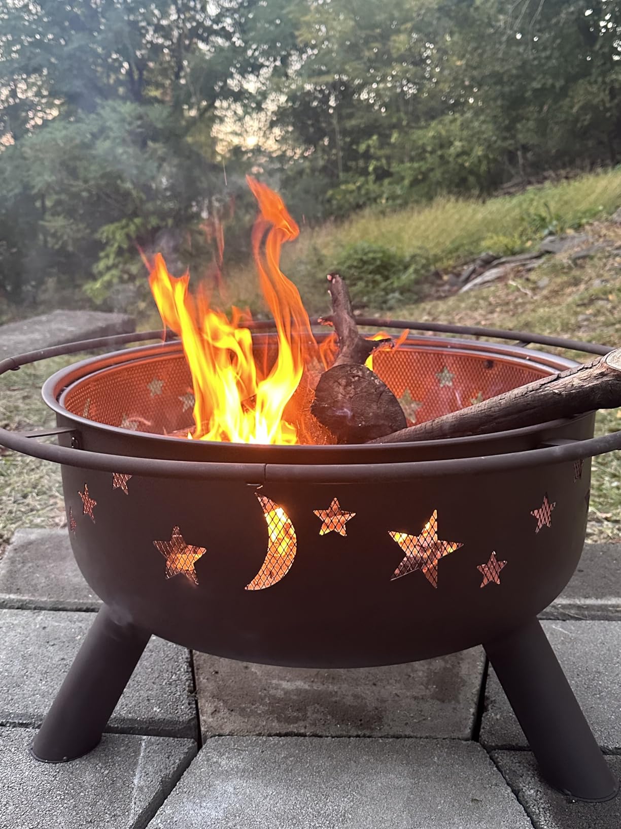 Sunnydaze Cosmic 30-Inch Patio Fire Pit for Outside - Outdoor Wood-Burning Fire Pit with Grill Grate, Spark Screen, and Fireplace Poker customer photo 1