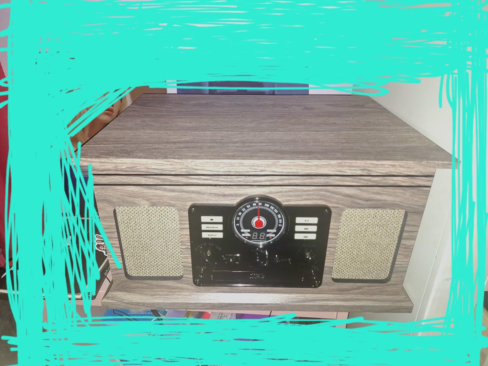 Victrola The Quincy 6-in-1 Bluetooth Record Player & Multimedia Center with Built-in Speakers - 3-Speed Turntable, CD & Cassette Player, FM Radio, Wireless Music Streaming (Mahogany) customer photo 2