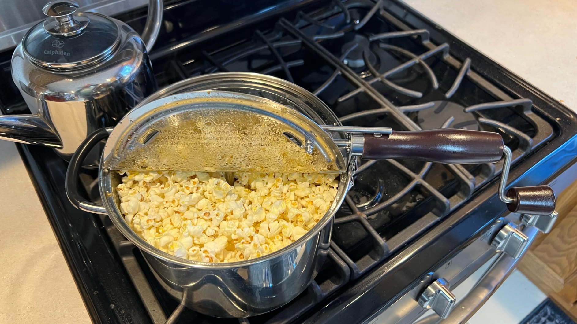 StovePop Stainless Steel Popcorn Popper - Gearless Hand Crank, Magnetic Lid, 6 Qt - Induction Range Compatible customer photo 2