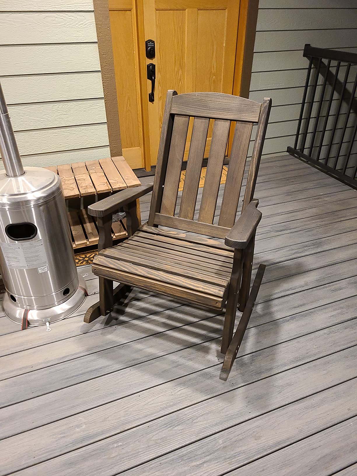 Amish Heavy Duty 600 Lb Mission Pressure Treated Rocking Chair (Cedar Stain) customer photo 2