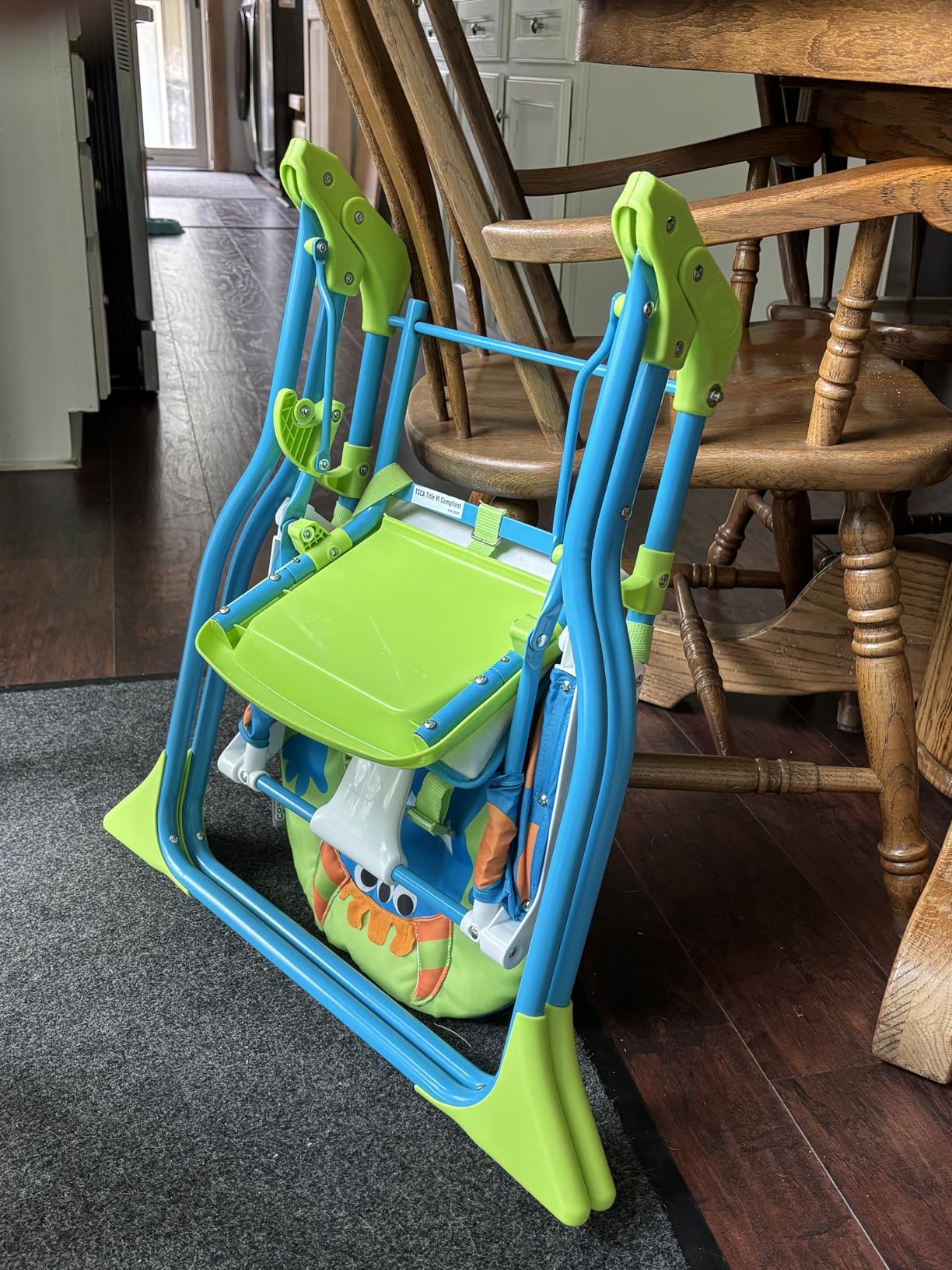 Cosco Kids Simple Fold Folding High Chair for Babies and Toddlers (from 6 Months to 50 lbs) Simple Fold Deluxe with 3-Position Tray, Portable High Chair, Monster Syd customer photo 2