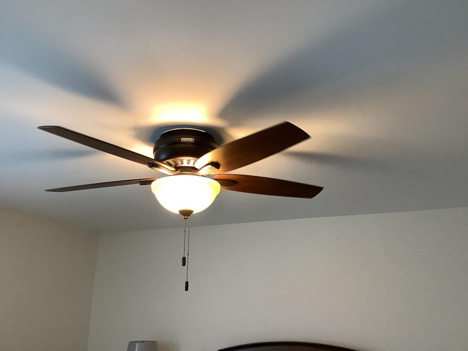 Hunter 52 inch Indoor Ceiling Fan with LED Light - Ceiling Fan with Pull Chain, For Bedroom or Living Room, Low Profile Flush Mount, No Remote, 5 Blades, Includes Bulbs- Newsome 53315, Brushed Nickel customer photo 1