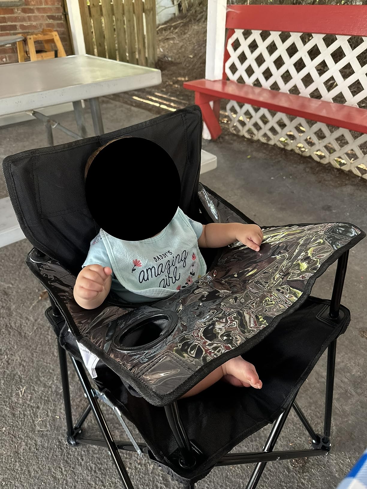 ciao! Baby Portable High Chair for Babies and Toddlers, Compact Folding Travel High Chair with Carry Bag for Outdoor Camping, 1 Count (Pack of 1) (Grey Check) customer photo 2