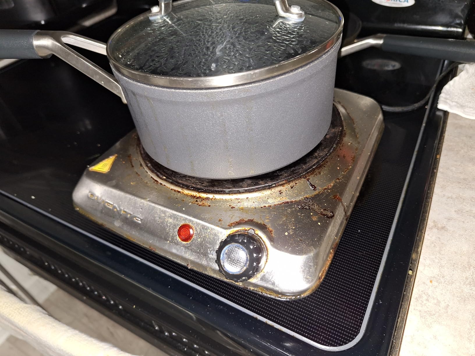 OVENTE Countertop Infrared Single Burner, 1000W Electric Hot Plate with 7