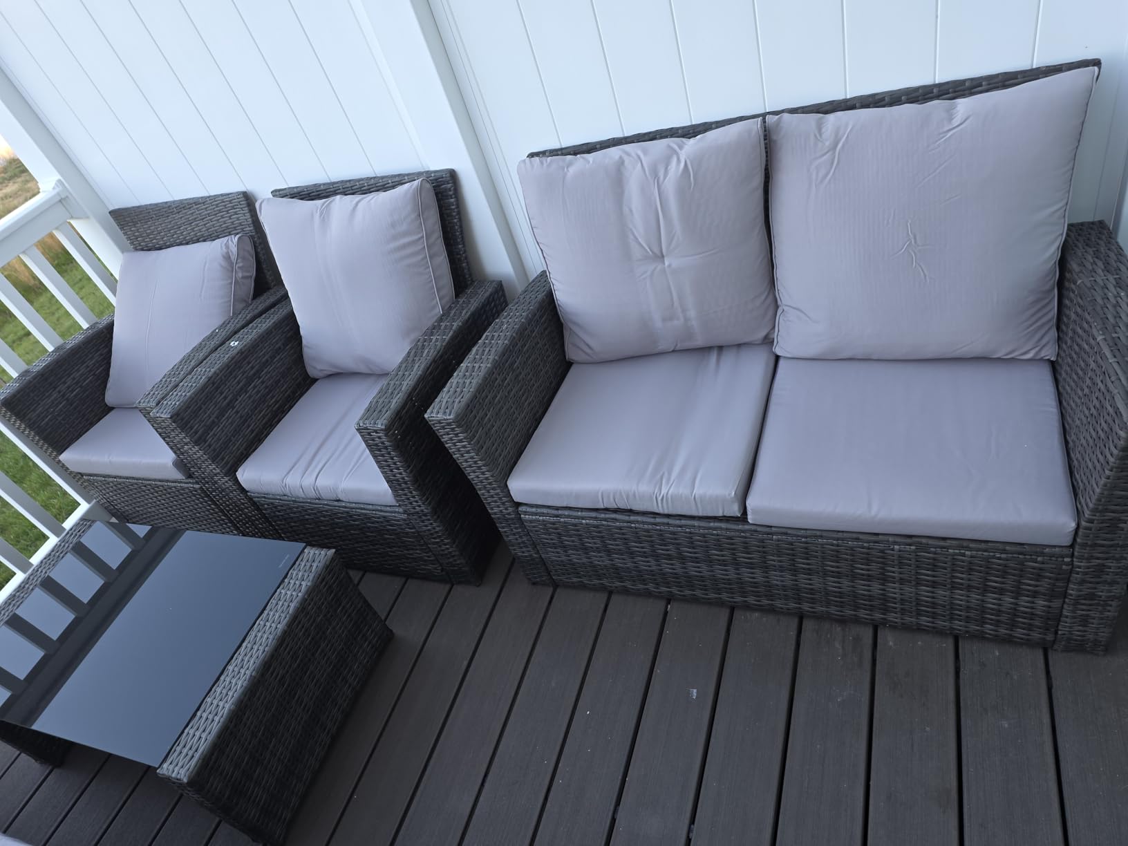 Wisteria Lane Patio Furniture Set, Wicker Outside Outdoor Furniture for All Weather, Patio Sofa with High Backrest Support and Wide Armrest for Backyard, Balcony, Deck, Porch, Brown customer photo 2