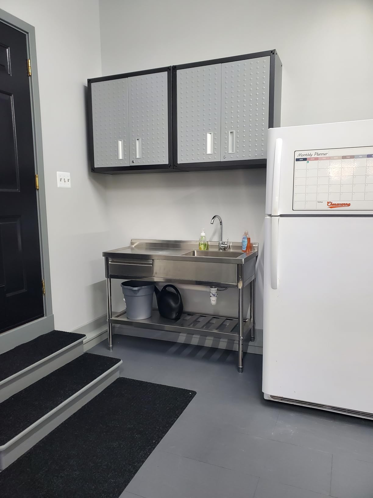 Manhattan Comfort Fortress Floating Garage Storage Cabinet with Adjustable Shelves and Lock, Recessed Handles, Metal Wall Mounted Lockable Utility Cabinet, Steel Garage Storage in Black and Grey customer photo 1