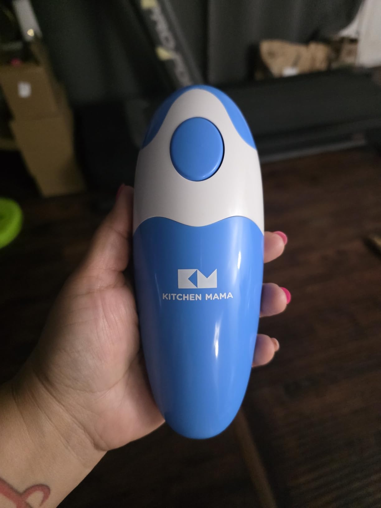 Kitchen Mama Auto Electric Can Opener: Open Your Cans with A Simple Press of Button - Automatic, Hands Free, Smooth Edge, Battery Operated, YES YOU CAN (Red) customer photo 1