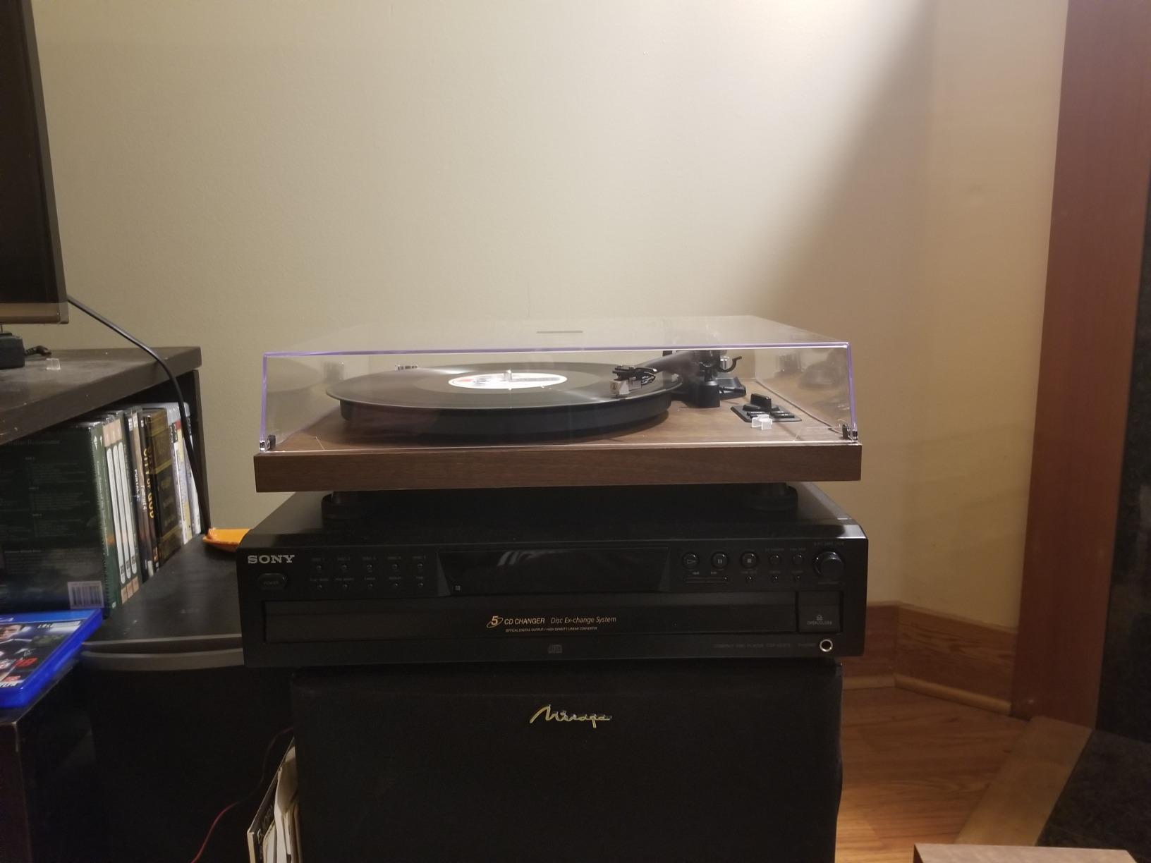 1 BY ONE Bluetooth Turntable HiFi System with 36 Watt Bookshelf Speakers, Patent Designed Vinyl Record Player with Magnetic Cartridge, Wireless Playback and Auto Off (Walnut) customer photo 2