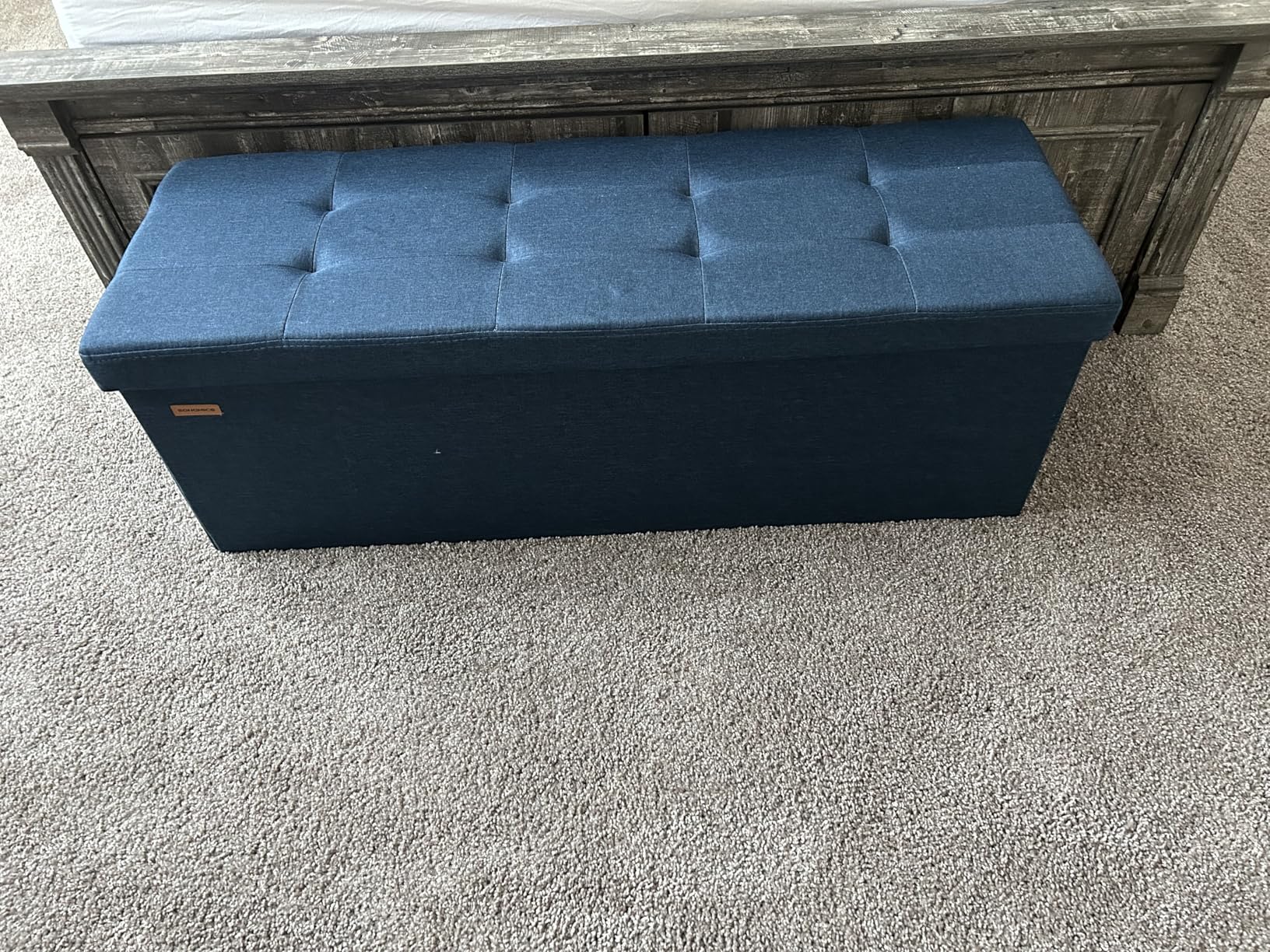 SONGMICS MAZIE Collection - 43 Inches Folding Storage Ottoman Bench, Ottoman Foot Rest, End of Bed Bench, Storage Chest, Load 660 lb, for Living Room, Bedroom, Entryway, Dark Gray ULSF77K customer photo 2