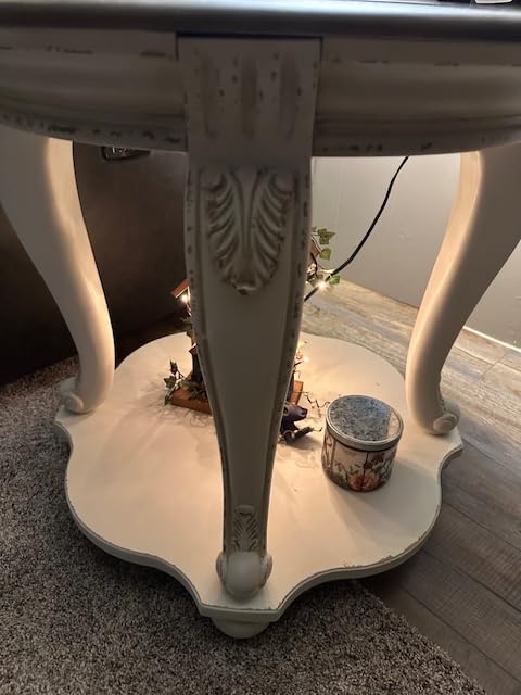 Signature Design by Ashley Realyn Round End Table, Cottage-Style Side Table with Antiqued Two-Tone Finish, White/Brown customer photo 1