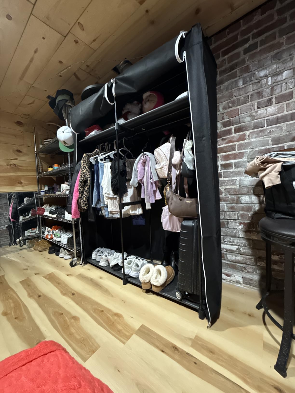 SONGMICS Closet Wardrobe, Portable Closet for Bedroom, Clothes Rail with Non-Woven Fabric Cover, Clothes Storage Organizer, 55.1 x 16.9 x 68.5 Inches, Gray URYG02GY customer photo 1