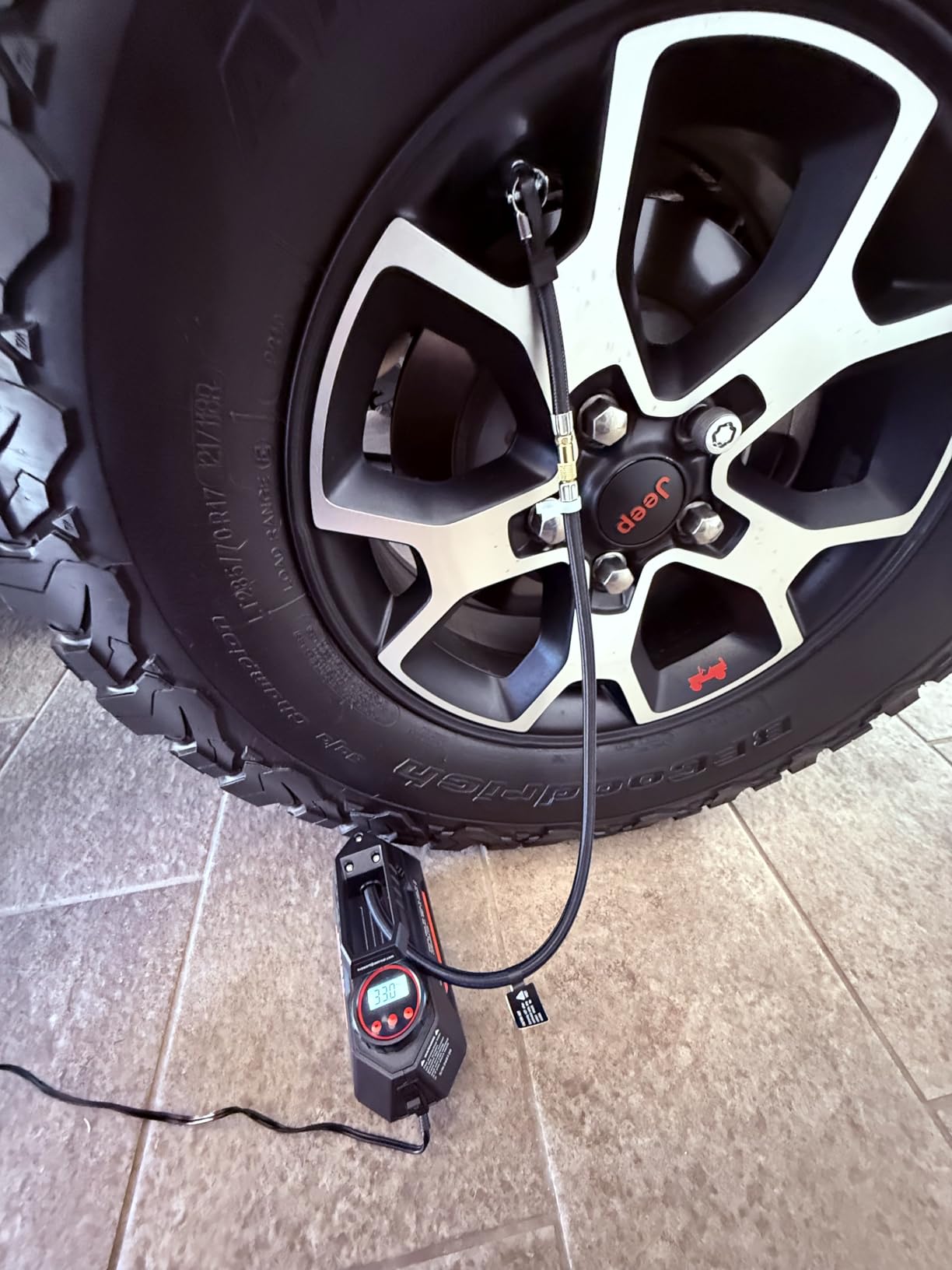 AstroAI AIRUN H Tire Inflator Portable Air Compressor Air Pump for Car Tires, 9.8Ft Cord-12V DC-Powered Auto Pump with Digital Pressure Gauge, LED Light for Bicycle, Balloons, Yellow customer photo 1