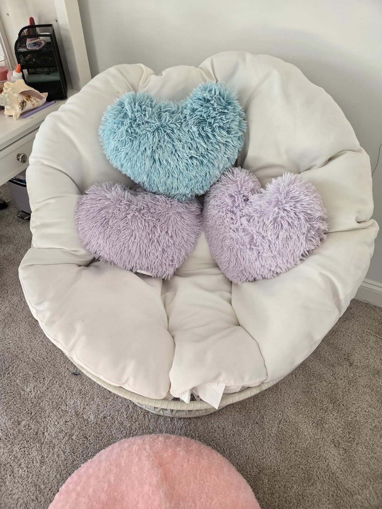 OSP Home Furnishings Wicker Papasan Chair with 360-Degree Swivel, Grey Frame with Orange Cushion customer photo 2