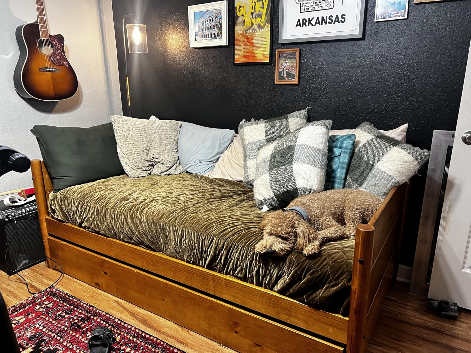 Camaflexi Mid-Century Modern Daybed & Trundle/Solid and Manufactured Wood/Panel Headboard/No Box Spring Needed/Foundation has 14 Wood Slats/Twin Trundle/Easy Assembly, Castanho Finish, Twin customer photo 2