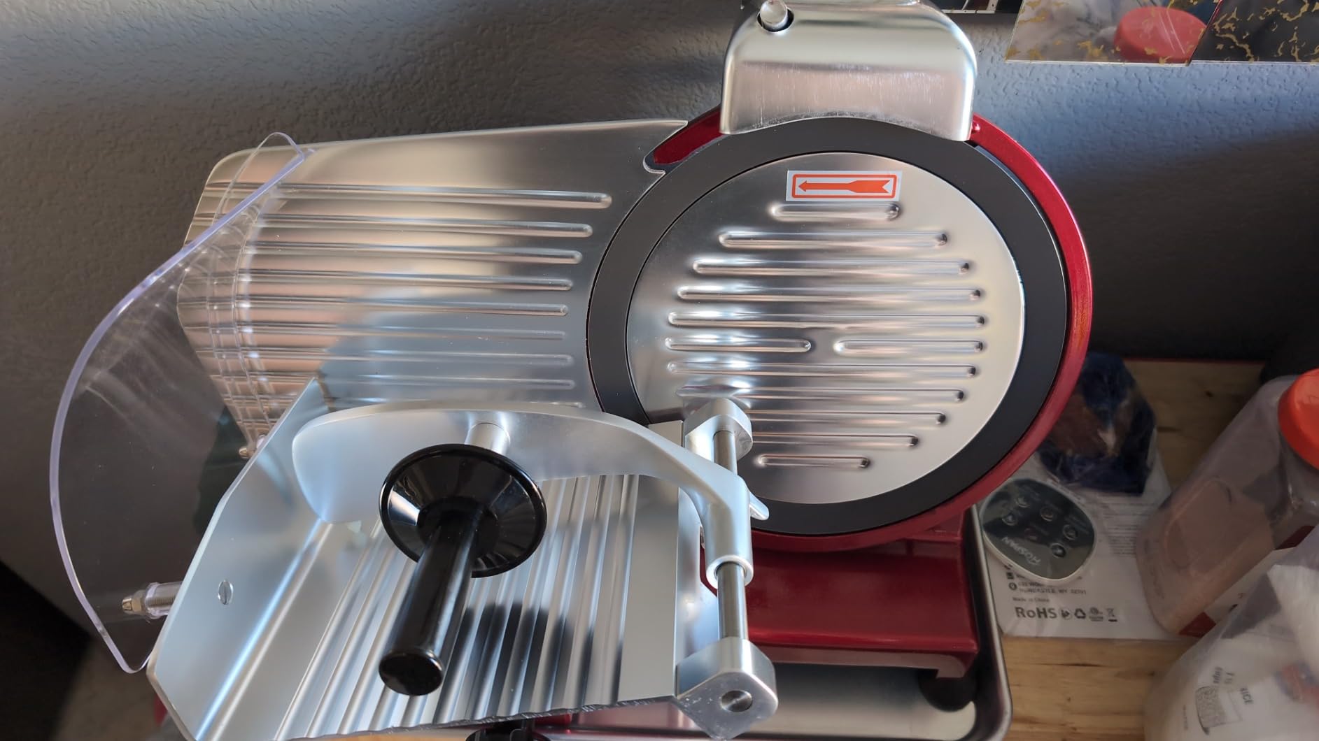 KWS MS-10XT Premium 320W Electric Meat Slicer 10-Inch in Red with Non-sticky Teflon Blade, Frozen Meat/Deli/Cheese/Food Slicer Low Noises Commercial and Home Use [ ETL, NSF Certified ] customer photo 1