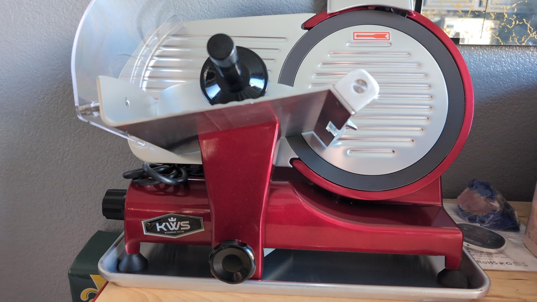 KWS MS-10XT Premium 320W Electric Meat Slicer 10-Inch in Red with Non-sticky Teflon Blade, Frozen Meat/Deli/Cheese/Food Slicer Low Noises Commercial and Home Use [ ETL, NSF Certified ] customer photo 2
