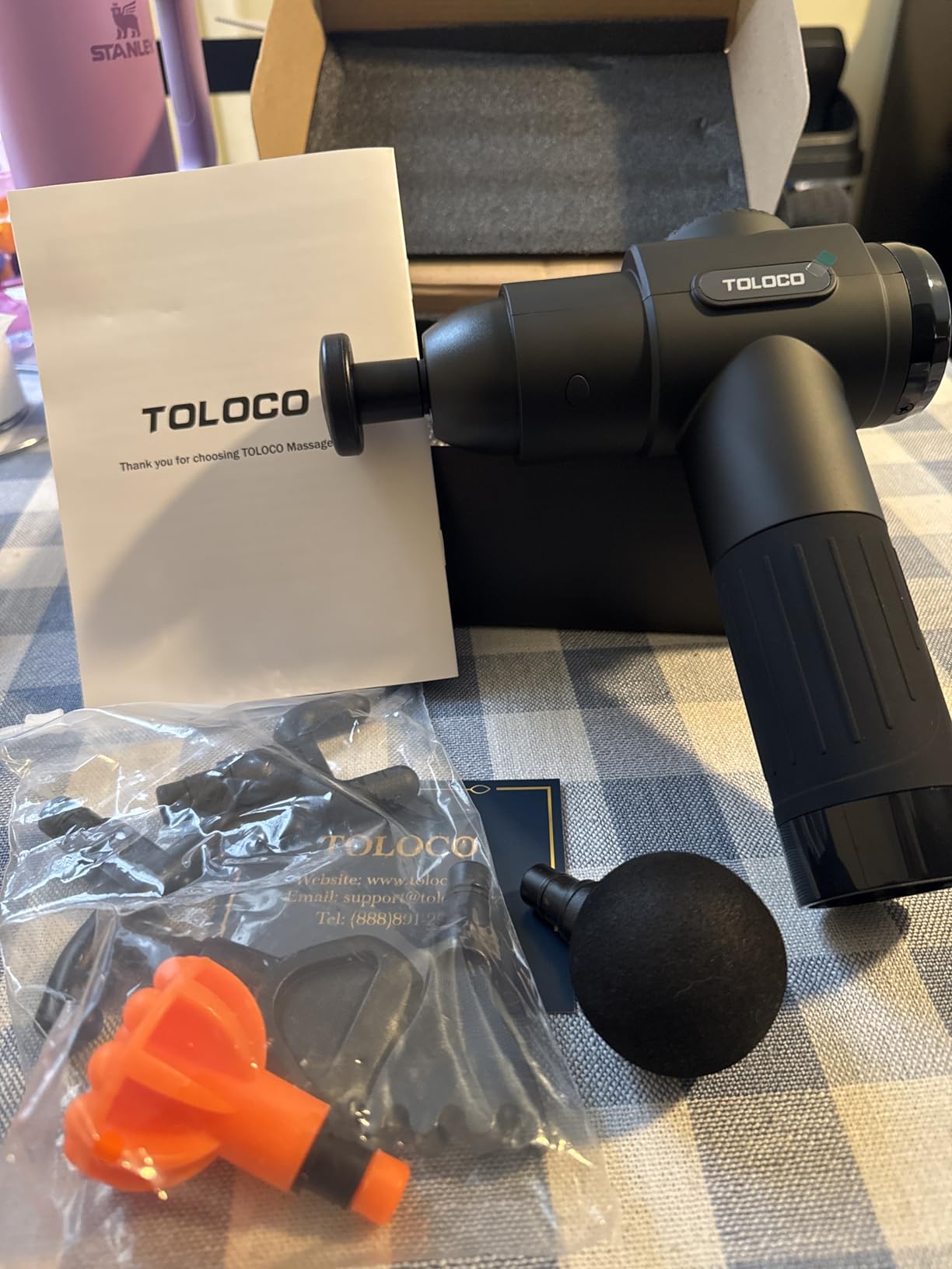 TOLOCO Massage Gun, Deep Tissue Back Massage for Athletes for Pain Relief, Percussion Massager with 10 Massages Heads & Silent Brushless Motor customer photo 1
