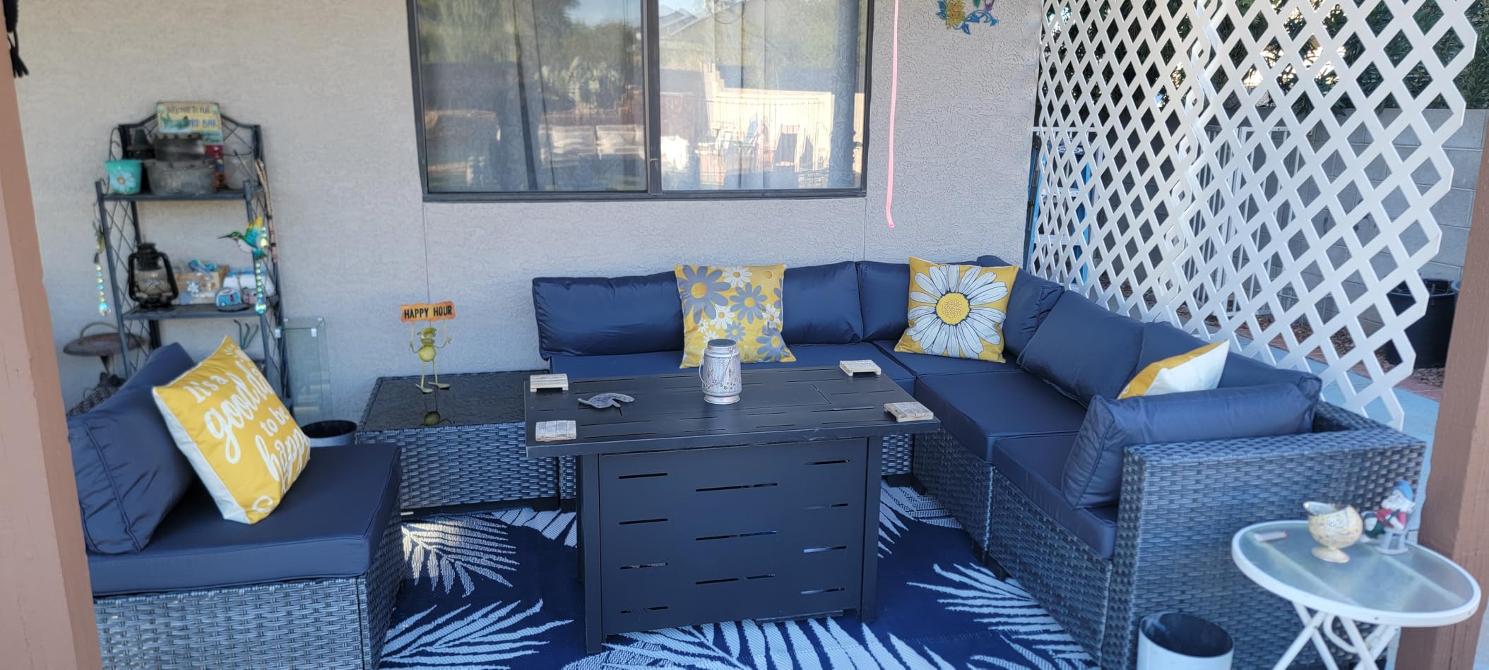 Valita 7 Pieces Outdoor Wicker Furniture Conversation Set Patio Sectional Sofa Set Glass Table with Non-Slip Cushions Furniture Cover, Khaki customer photo 1