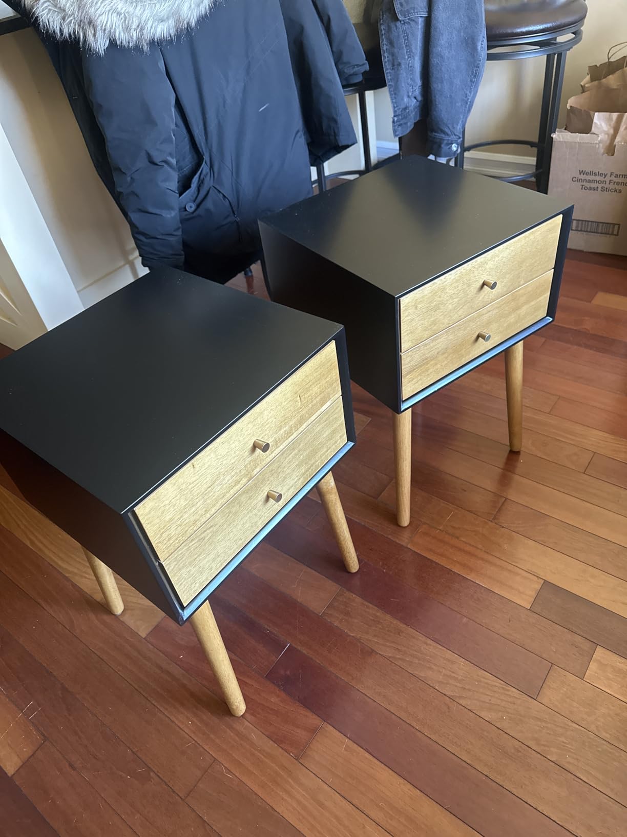 Nathan James 32704 Harper Mid-Century Oak Wood Nightstand with 2-Drawers, Small Side End Table with Storage, Brown customer photo 1