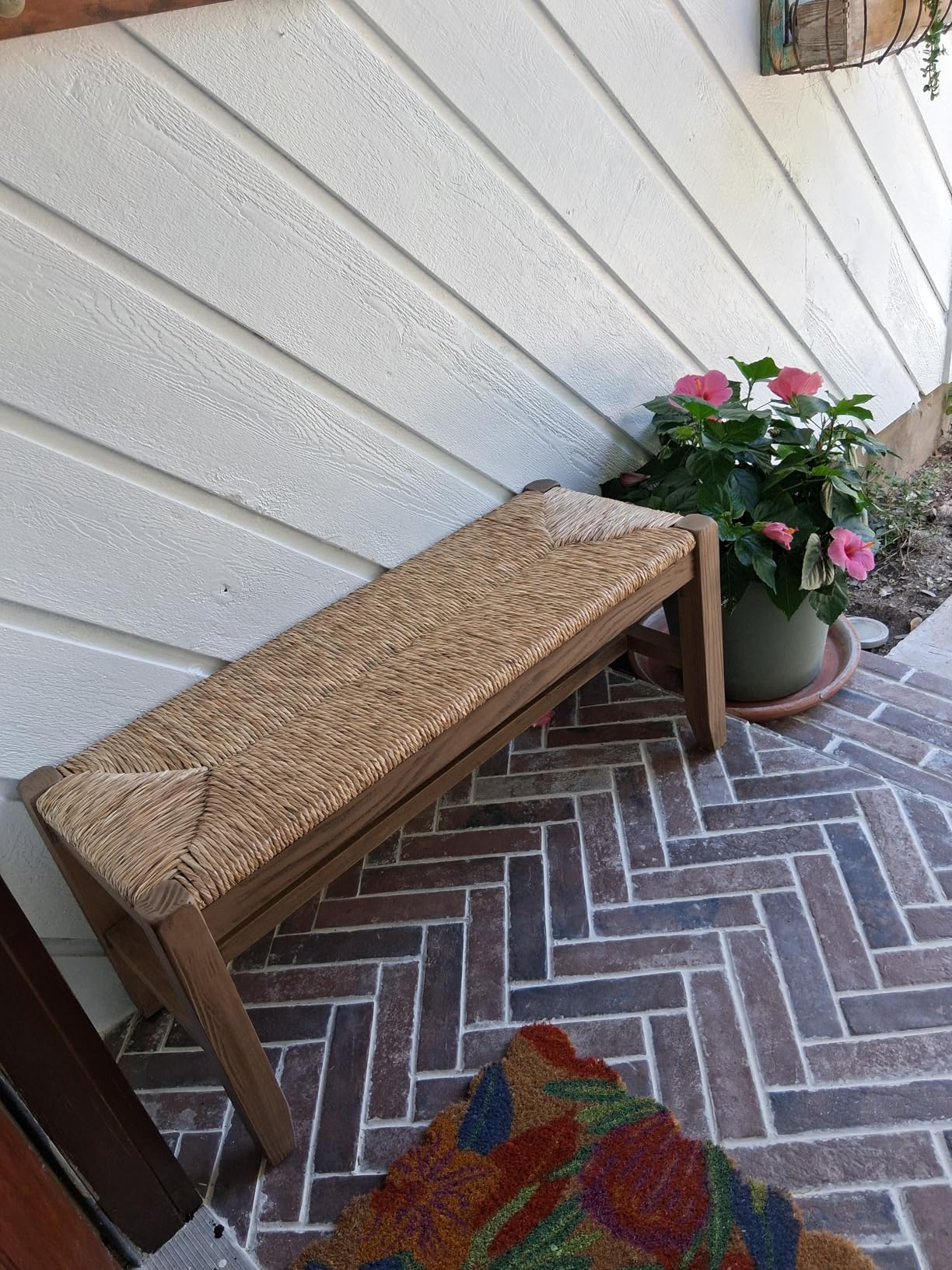 Alaterre Furniture Newport 40 Inch Solid Wood Entryway Bench - Modern Farmhouse Indoor Decorative Bench with Natural Seagrass Rush Seat - Furniture for Entryway, Dining Room, or Kitchen (Natural) customer photo 1