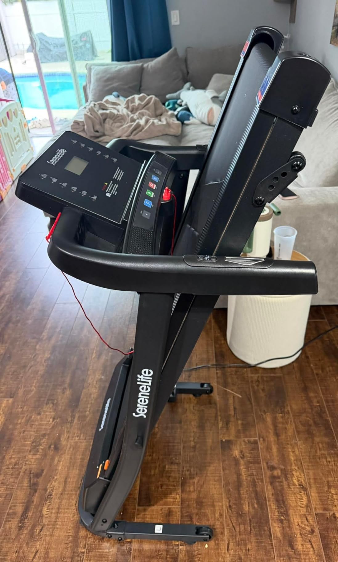SereneLife Treadmill with Incline & Handle Bars | Compact Portable Walking Pad | Wide Running Belt 40