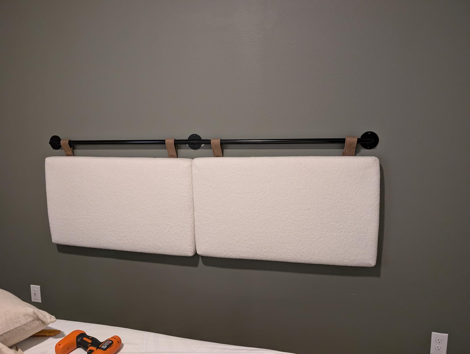 Nathan James Harlow Modern Wall Mount Hanging Headboard, Queen, Brown Faux Leather customer photo 2
