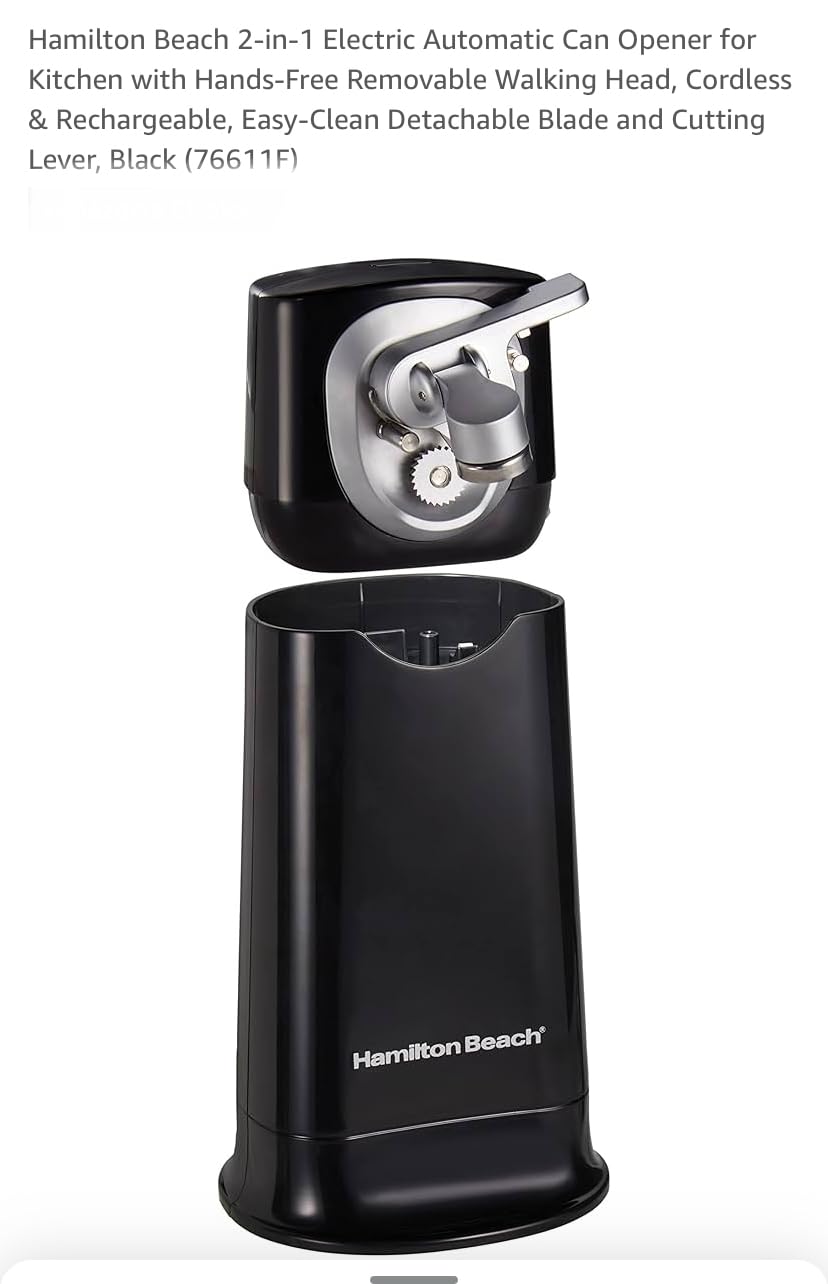 Hamilton Beach 76611 FlexCut 2-in-1 Cordless & Rechargeable Electric, Easily Standard Automatic Can Opener, Easy-Clean, With Removable Walking Cut Head customer photo 2